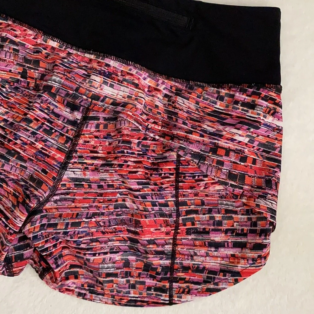 Lululemon | Speed Up Swift Short 4" Flash Pleat Orange Multi/Black W7AVMT 2 Tall - Picture 14 of 16